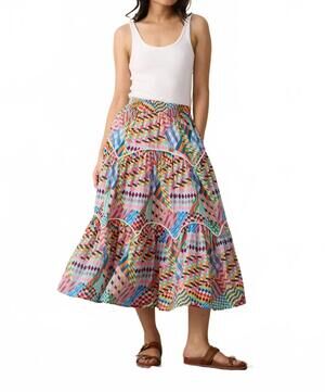 NEW RUJUTA SHETH moss midi skirt in patchwork print